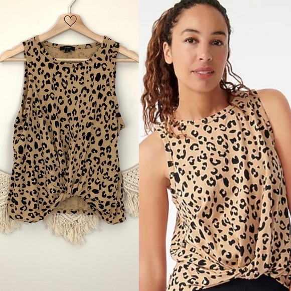 J Crew Slub Twist Front Leopard Print Tank - Picture 2 of 9